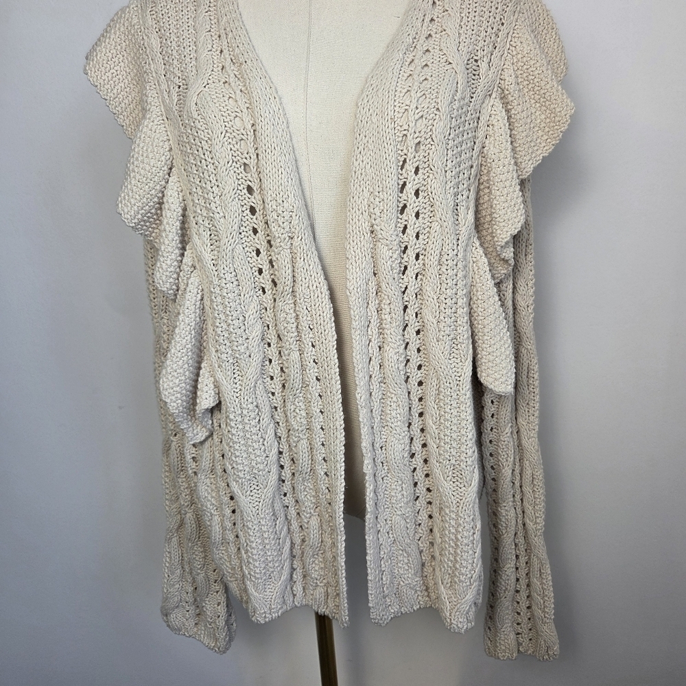 Universal Threads Ruffle Open Front Cotton Blend Cardigan - Picture 5 of 11